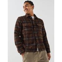 Only & Sons Mens Luigi Long Sleeve Boucle Overshirt - Coffee Bean