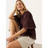 Fatface Faye Flutter Sleeve Top - Brown