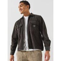 Only & Sons Mens Bray Cord Full-Zip Chest Pocket Overshirt - Dark Grey
