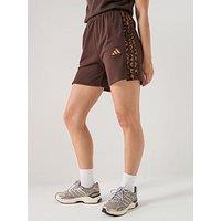 Adidas Sportswear Womens Essentials 3-Stripes Animal Print Shorts - Brown