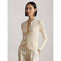 Lauren By Ralph Lauren Cable-Knit Cotton-Blend Cardigan - Mascarpone Cream