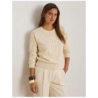 Lauren By Ralph Lauren Embroidered-Logo Combed Cotton Jumper - Mascarpone Cream