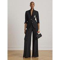 Lauren By Ralph Lauren Pleated Stretch Jersey Wide-Leg Trousers - Black