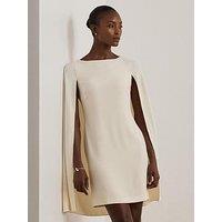 Lauren By Ralph Lauren Cape Georgette Cocktail Dress - Mascarpone Cream