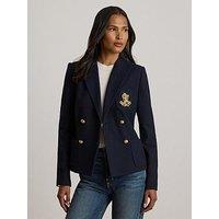 Lauren By Ralph Lauren Double-Breasted Stretch Pique Blazer - Lauren Navy