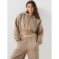 Adidas Sportswear Womens Essentials Fleece Full Zip Hooded Jacket - Beige