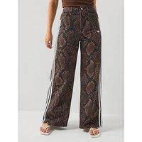 Adidas Originals Womens Snake Print Denim Loose Trousers - Brown