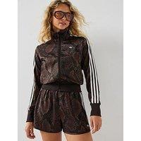 Adidas Originals Womens Snake Print Satin Firebird Track Top - Brown