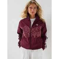 Adidas Originals Womens Flower Embriodered Firebird Loose Track Top - Burgundy