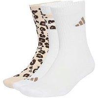 Adidas Sportswear Womens Leopard Print Socks 3 Pack - Beige
