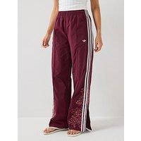 Adidas Originals Womens Flower Embriodered Firebird Loose Track Pants - Burgundy