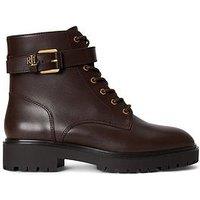 Lauren By Ralph Lauren Allyson Calfskin Logo-Keeper Bootie - Brown