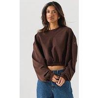 Adidas Originals Women'S Buttersoft Cropped Crew Neck Sweatshirt - Brown