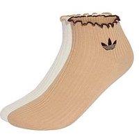Adidas Originals Womens Ruffle Socks 2 Pack - White/Beige