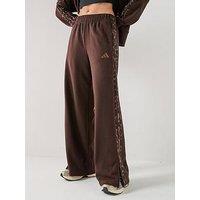 Adidas Sportswear Womens Essentials Animal Print 3 Stripe Pants - Brown