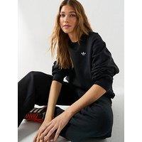 Adidas Originals Women'S Essentials Crew Long Fleece Os Sweatshirt - Black