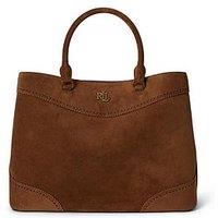 Lauren By Ralph Lauren Perforated Suede Large Marcy Satchel - Brown