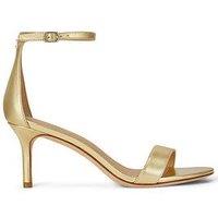 Lauren By Ralph Lauren Allie Mid-Heel Metallic Leather Sandals - Gold