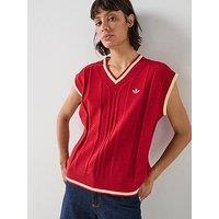 Adidas Originals Womens Cable Knit Vest - Red