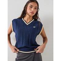 Adidas Originals Womens Cable Knit Vest - Blue