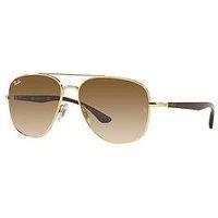 Ray-Ban 0Rb3683 Square Sunglasses Arista Frame With Clear Gradient Brown Lens