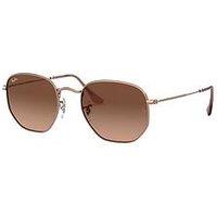 Ray-Ban Hexagonal Irregular Sunglasses Copper Frame With Pink Gradient Brown Lens