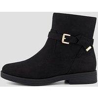 The Very Collection Women'S Extra Wide Fit Ankle Boots With Buckle Strap Detail - Black
