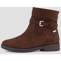 The Very Collection Extra Wide Fit Ankle Boots With Buckle Strap Detail - Brown
