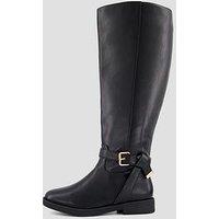 The Very Collection Extra Wide Fit Knee High Boots With Buckle Trim - Black