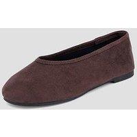 The Very Collection Wide Fit High Vamp Ballerina - Brown