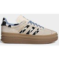 Adidas Originals Womens Gazelle Bold Cow Print Trainers - Cream
