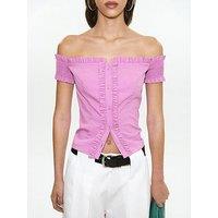 Mango Starring Hailey Bieber Ruffle Detail Top - Pastel Pink