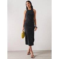 Mango Starring Hailey Bieber Draped Halter Dress - Black