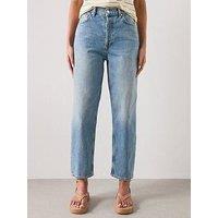 Mango Starring Hailey Bieber High-Waisted Mom-Fit Jeans - Blue