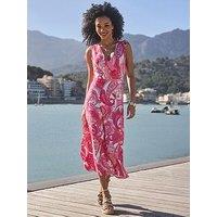 Sosandar Paisley Print Tie Shoulder Maxi Dress - Pink & Red