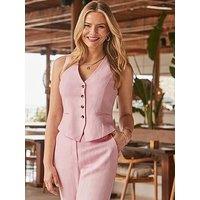Sosandar Pale Linen Blend Waistcoat - Pink