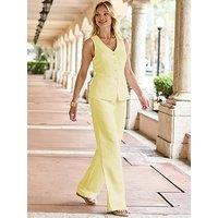 Sosandar Lemon Linen Blend Wide Leg Trousers - Yellow