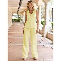 Sosandar Lemon Linen Blend Longline Waistcoat - Yellow