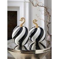 Festive Set Of 2 & Polyresin Pumpkin Mono Halloween Decorations