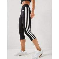 Adidas Women'S Optime Essentials Workout 3-Stripes 3/4 Leggings - Black