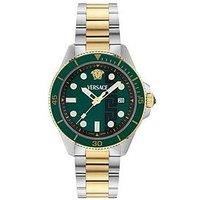 Versace Versase Greca Force 42 Mm Watch With Two Tone Case And Green Dial