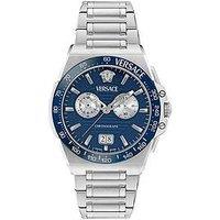 Versace Versase Greca Reaction 43Mm Watch With Stainless Steel Case And Blue Dial