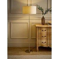 Valuelights Maeve Natural Drum Lamp Shade Brushed Gold Bobbin Bobble Floor Lamp - Without Bulb