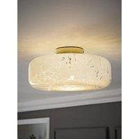 Valuelights India Large Gold Flush Ceiling Light With Confetti Glass Shade - Without Bulb