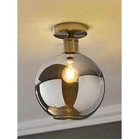 Valuelights Bellamy Brushed Chrome Smoked Glass Globe Flush Ceiling Light - With Bulb