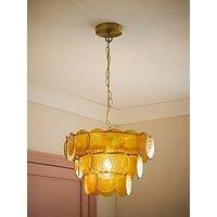 Valuelights Juliette Orange Glass Disc 3 Tier Chandelier Ceiling Pendant Light - With Bulb