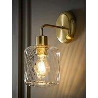 Valuelights Emery Clear Swirl Glass Shade Brushed Gold Wall Light - Without Bulb