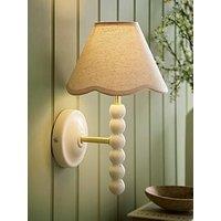 Valuelights Bobbins Cream Bobble Wall Light And Natural Trim Linen Lamp Shade - Without Bulb