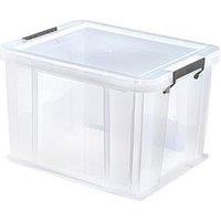 Whitefurze Allstore 36L Plastic Storage Box With Lid & Silver Clamps