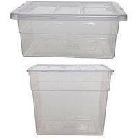 Whitefurze Spacemaster Mini & Jumbo Storage Boxes With Lids, Clear, 2 Piece Set